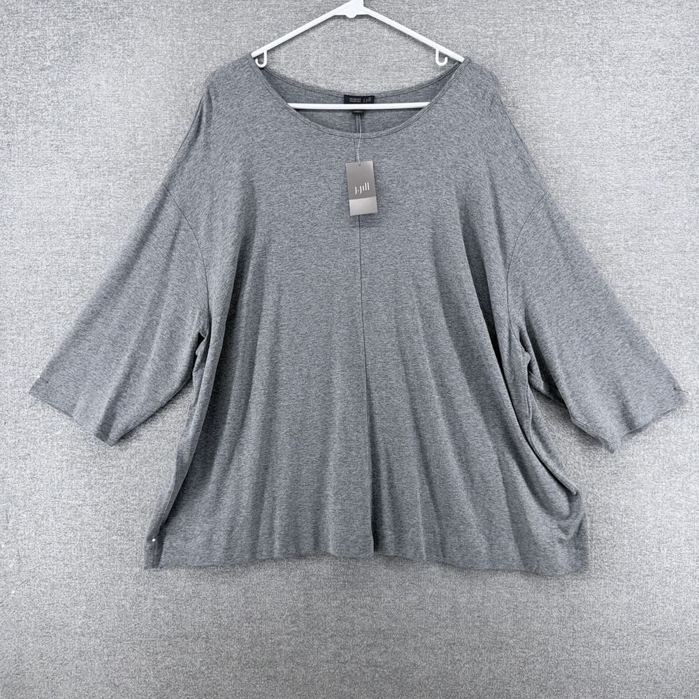 J Jill Wearever Collection Tunic Top Women Size 3X Gray 3/4 Sleeve NEW $69
